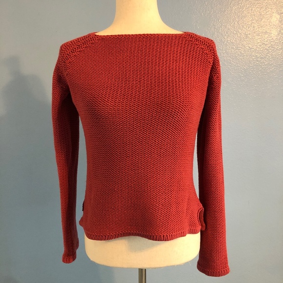 Orange / Peach Sweater - Stunning Neckline - Side Slits - Size Small - Old Navy - Picture 1 of 4